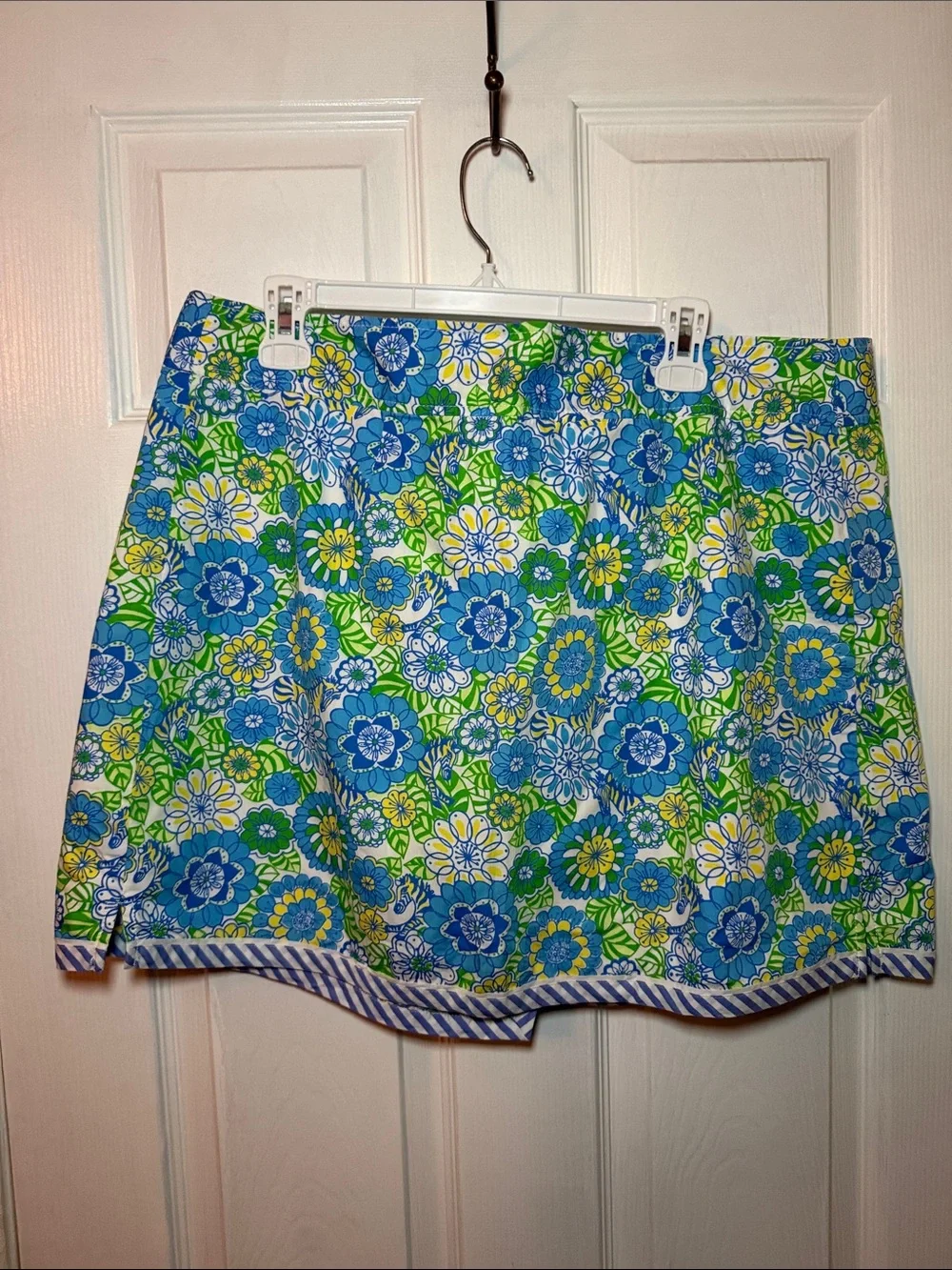 Lilly Pulitzer Floral Wrap Skirt Colorful Zebra Print Size 14 Blue Green Yellow